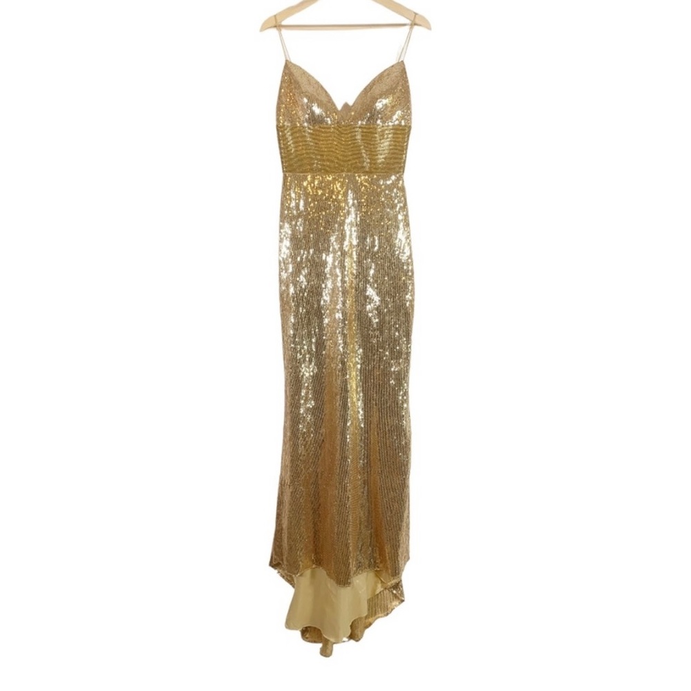 Sherri i Hill Gold Beaded Sleeveless Formal Gown Size 4